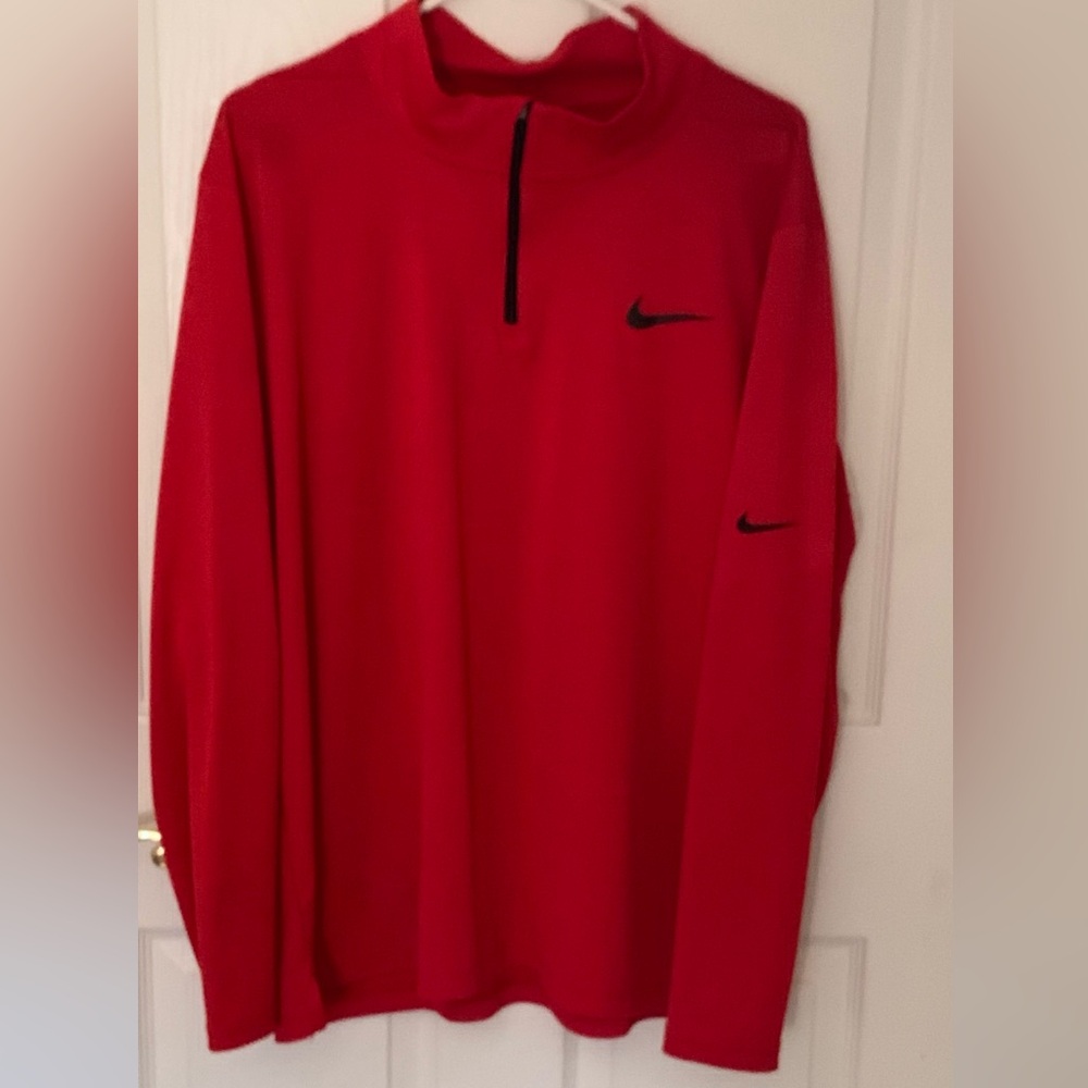 MENS NIKE RED-quarter zip pull over XL